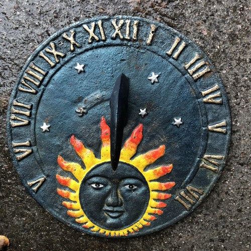 Vintage Sundial Sun Moon & Stars Cast Iron