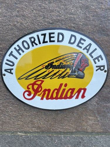 Indian Authorized Dealer Vintage Style Enamel Sign