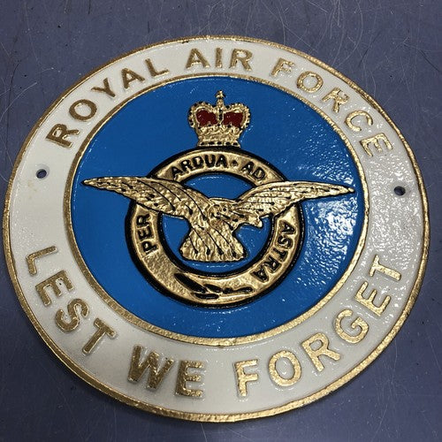 Royal Air Force Lest We Forget Cast Iron Sign
