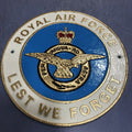 Royal Air Force Lest We Forget Cast Iron Sign
