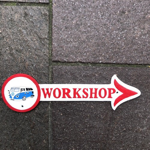 V W Workshop Cast Iron Sign