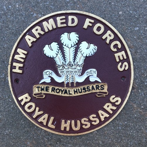 HM Armed Forces Royal Hussars Cast Iron Sign