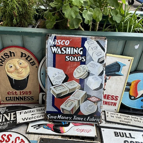 Nasco Antique Washing Soaps Sign Porcelain Enamel Advertising Collectible