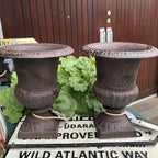 Cast Iron Pair Garden Urns 20 Cms High