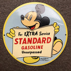 Mickey Mouse Extra Service Standard Gasoline Enamel Sign