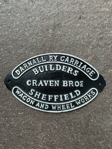 Darnell Ry Carriage Builders Sheffield Cast Iron Sign