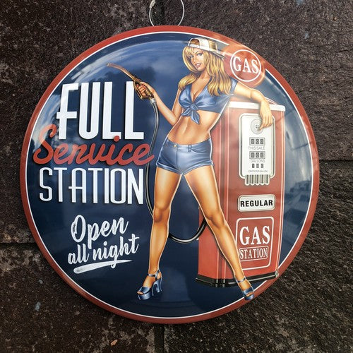 Service Station 40 Cms Domed Metal Sign