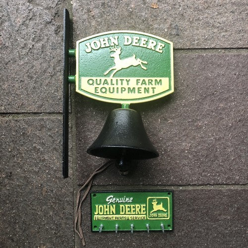 John Deere Cast Iron Bell & Key Rack