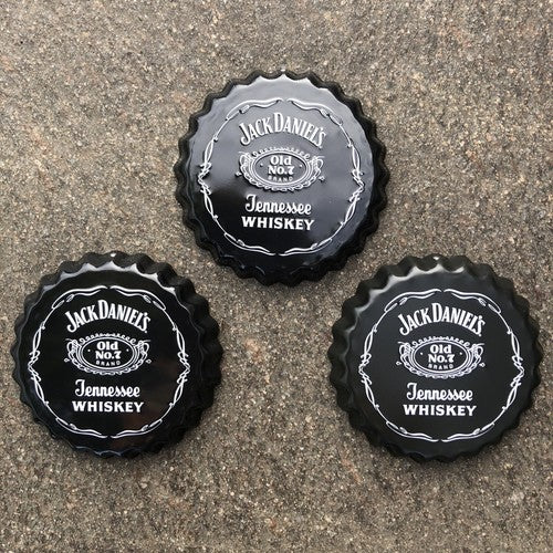 Jack Daniels Metal Beer Top Bottle Lids Signs Set Of Three
