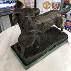 Bronze Gun Dog On Marble Base