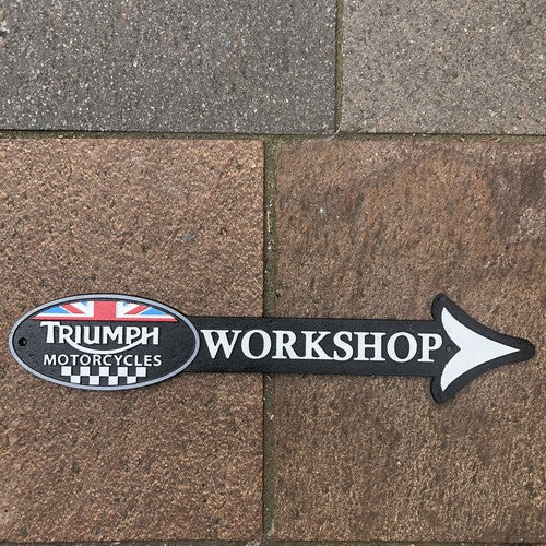 Triumph Motorcycles Workshop Cast Iron Arrow Sign