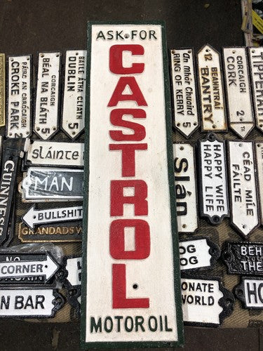 Castrol Ask For Motor Oil Cast Iron Sign