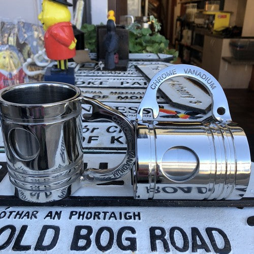 Pair Of Piston Chrome Mugs