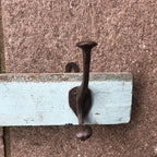 Distressed Vintage 3 Hook Wall Rack Powder Blue No2