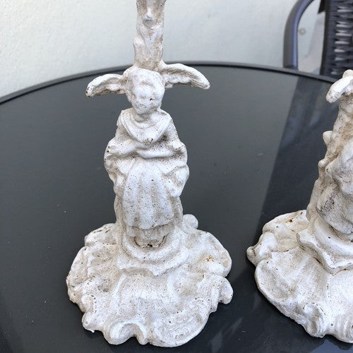 Pair Of Cast Iron Vintage Style Candleholders