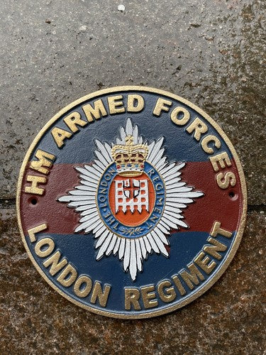 H M Armed Forces London Regiment Cast Iron Sign
