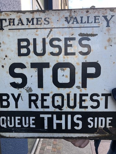 Thames Valley Buses Stop Request Double Sided Enamel Sign Original