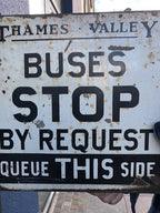 Thames Valley Buses Stop Request Double Sided Enamel Sign Original