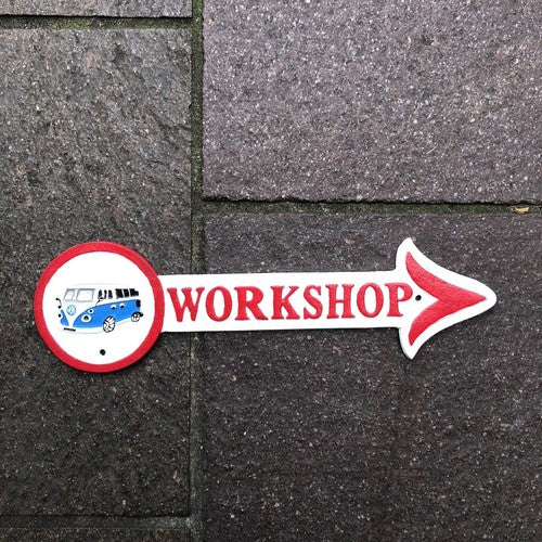 V W Workshop Cast Iron Sign