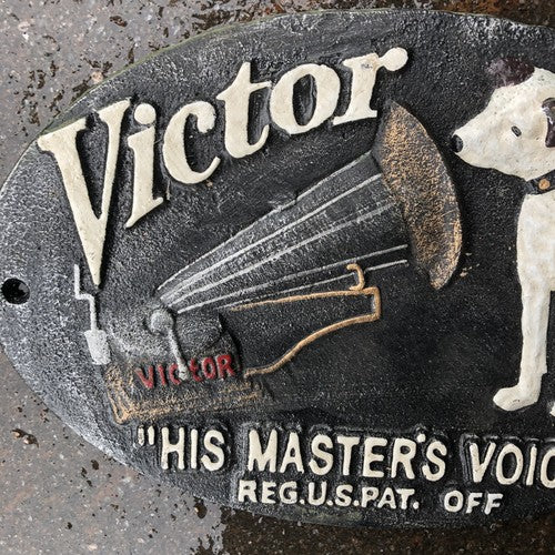 Victor His Masters Voice Cast Iron Sign