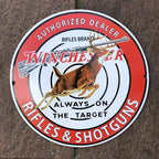 Winchester Always On Target Enamel Sign