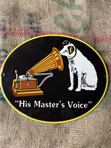 His Masters Voice Enamel Sign Vintage Style