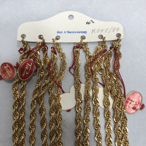 Primor Gold Plated Card Of Six 19 Inch Chains