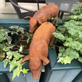 Pair Of Pigs Antiqued Style Garden Ornaments