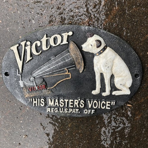 Victor His Masters Voice Cast Iron Sign