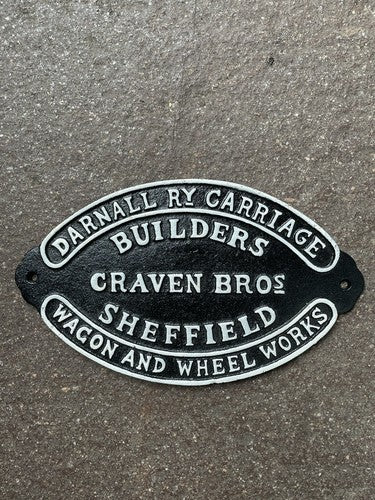 Darnell Ry Carriage Builders Sheffield Cast Iron Sign