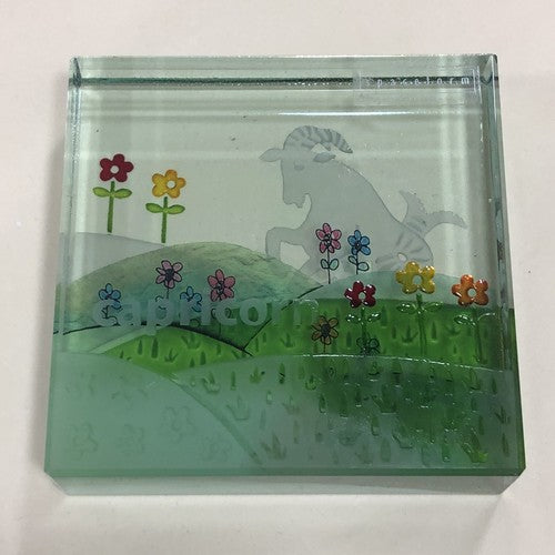 Capricorn Glass Block 3 Inches Square Boxed