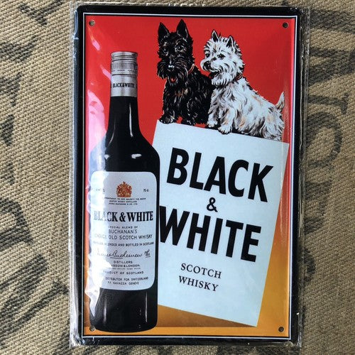 Black & White Scotch Whisky Metal Sign
