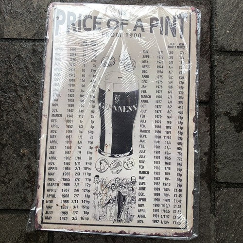 Price Of A Pint Metal Sign