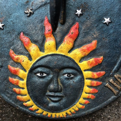 Vintage Sundial Sun Moon & Stars Cast Iron
