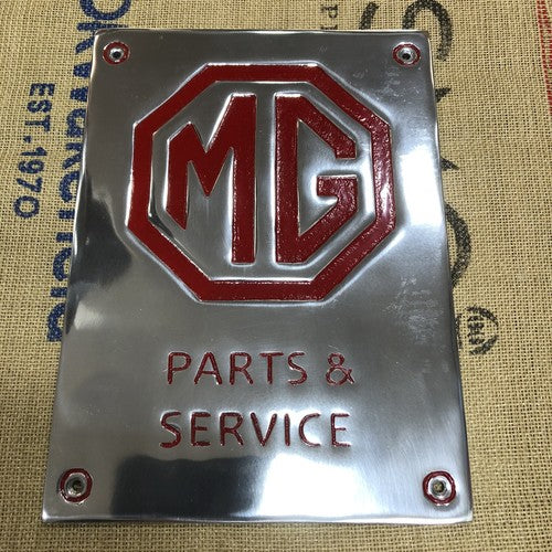 MG Parts & Service Polished Aluminium Sign