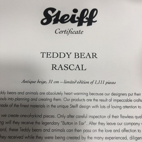 Steiff Rascal Ltd Bear No 440
