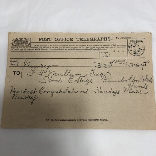 Post Office Telegraph Forms Seven Edwardian (1903)