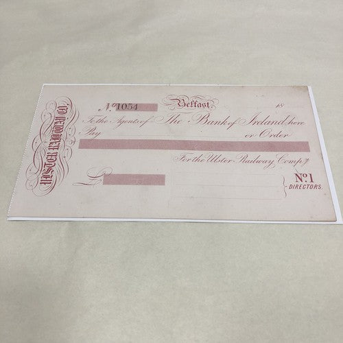 Irish Railwaymana Very Rare 1875 Cheque
