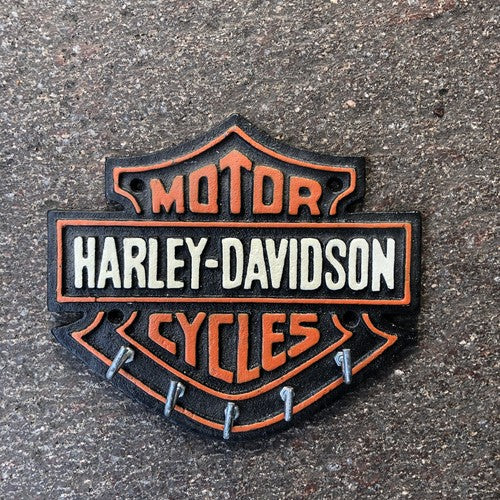Harley Davidson Cast Iron Bell & Key Rack