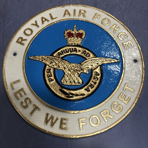 Royal Air Force Lest We Forget Cast Iron Sign