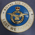 Royal Air Force Lest We Forget Cast Iron Sign