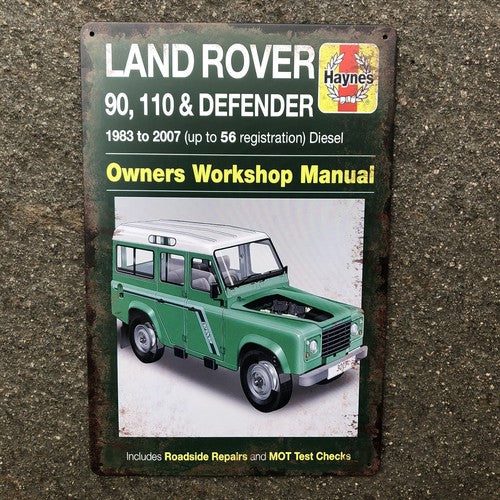 Landrover Haynes Manual Metal Sign New Design