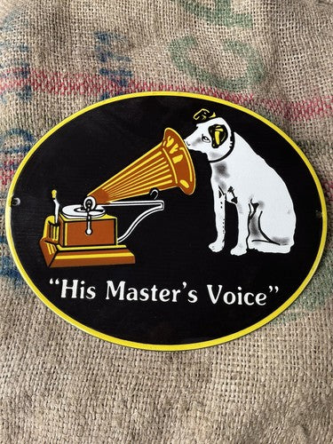 His Masters Voice Enamel Sign Vintage Style