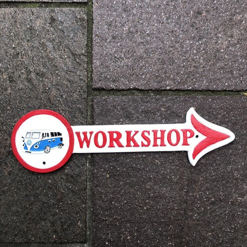V W Workshop Cast Iron Sign