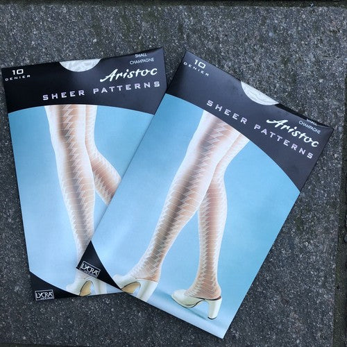 Aristoc Sheer Patterns Small Champagne 10 Denier Tights 2 Packets