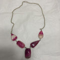 Genuine Pink Agate Quartz Gemstone Necklace