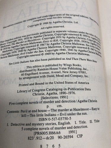 Agatha Christie Five Complete Novels Of Murder And Detection