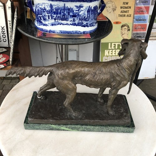 Bronze Gun Dog On Marble Base