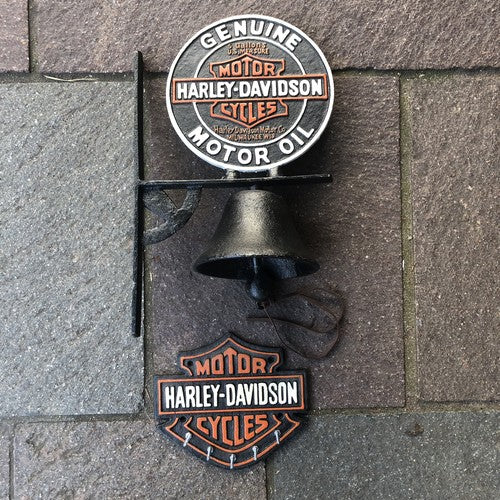 Harley Davidson Cast Iron Bell & Key Rack