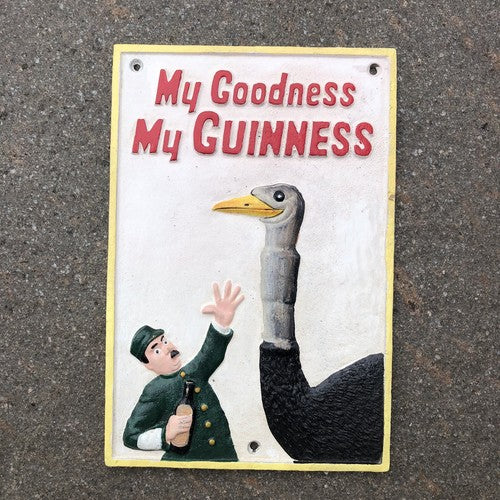 My Goodness My Guinness Ostrich Cast Iron Sign New Design